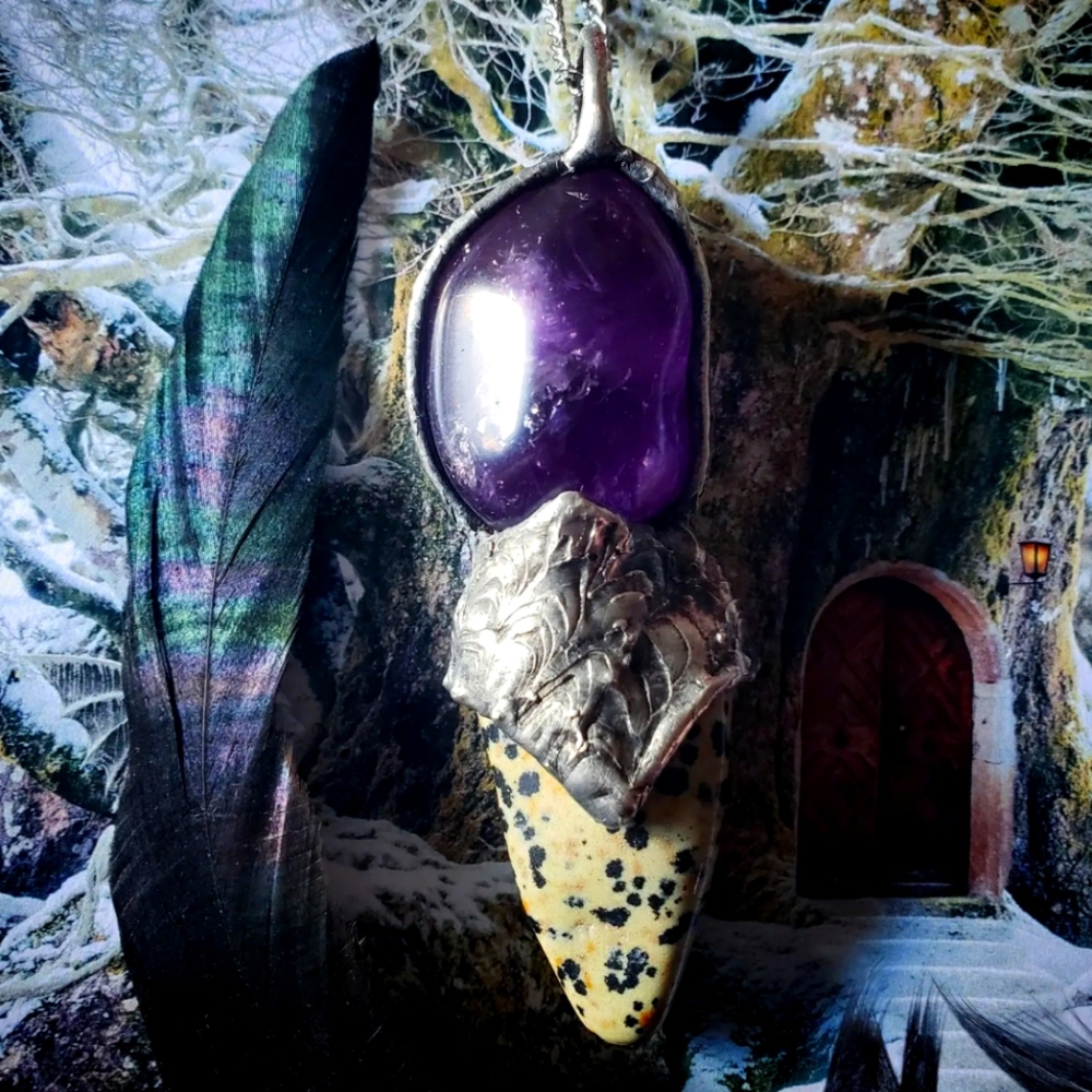 Amethyst&Dalmatian Jasper Pendant